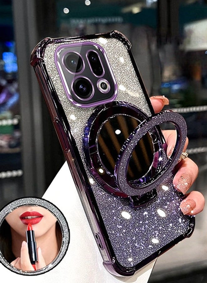Magnetic Glitter for Oppo Find X9 Pro Case，Camera Lens Protector，Sparkly Stand，Makeup Mirror，Support Wireless Charging， Luxury Gradient Shockproof Oppo Find X9 Pro 5G Cover - Image 2
